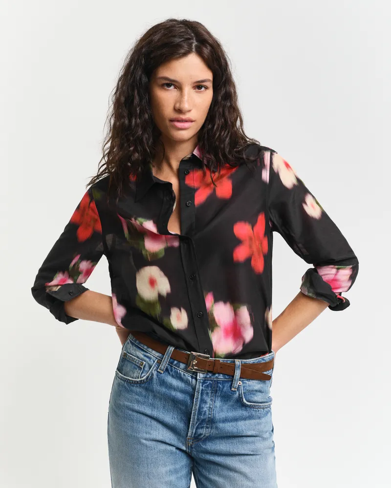 Gant Damen Regular Fit Baumwoll Seiden Bluse mit Blumen-Print 