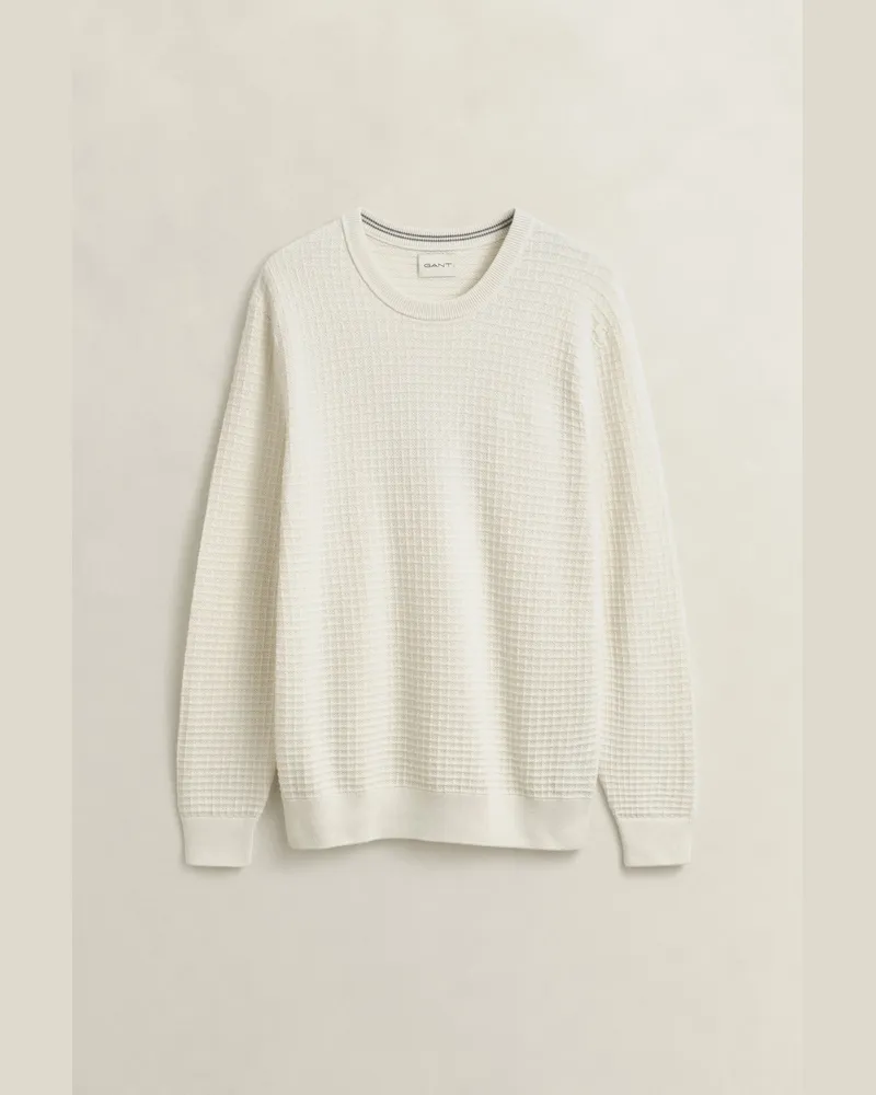 Gant Herren Strukturierter Rundhalspullover EGGSHELL Eggshell