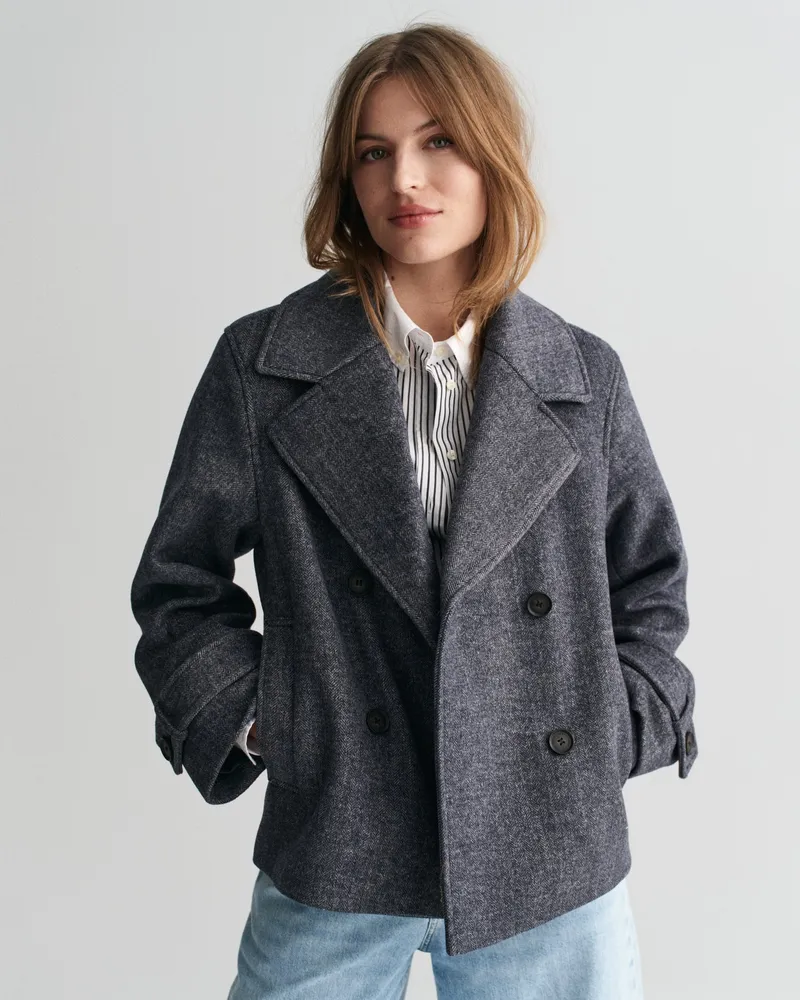 Gant Damen Verkürzte Herringbone Wolljacke 