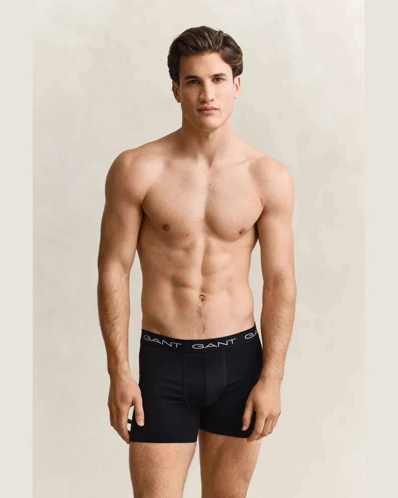 Gant Herren 3er-Pack Boxershorts Schwarz Schwarz