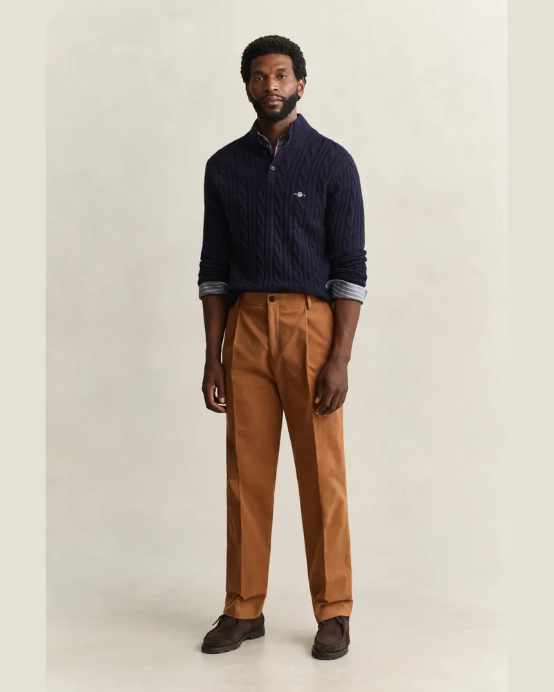 Gant Herren Anzughose aus Moleskin CARAMEL Braun Caramel
