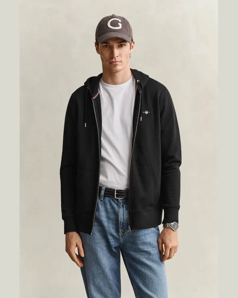 Gant Herren Shield Sweatjacke Schwarz Schwarz