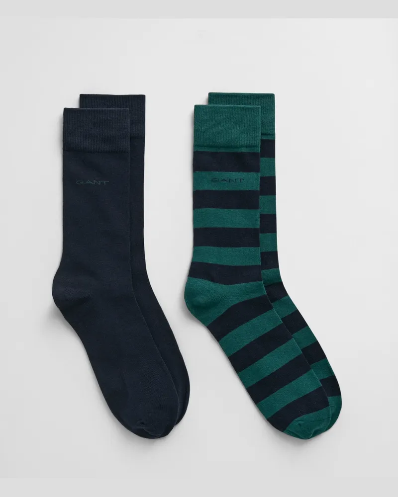 Gant Herren 2er-Pack Socken Blockstreifen & Einfarbig 