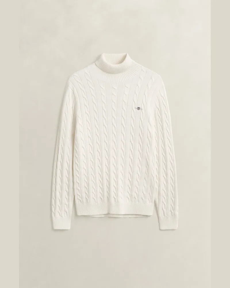 Gant Herren Zopfstrick Rollkragenpullover aus Baumwolle CREAM Cream