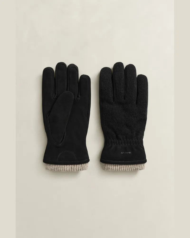 Gant Herren * Handschuhe aus Nubuk Schwarz Schwarz