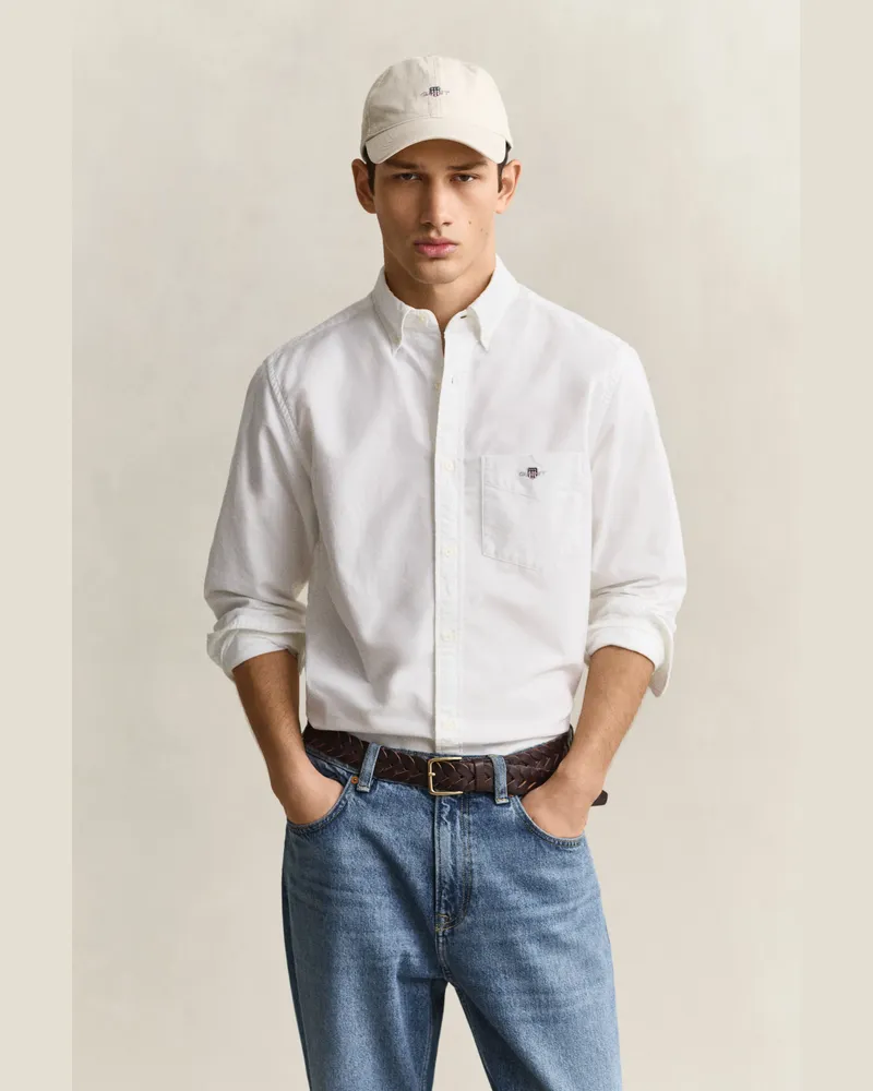 Gant Herren Classic Regular Fit Oxford-Hemd Weiß Weiß
