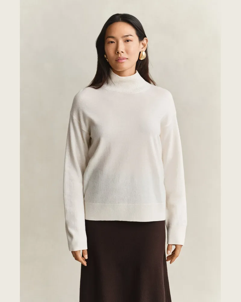 Gant Damen Stehkragenpullover aus feiner Lambswool CREAM Cream