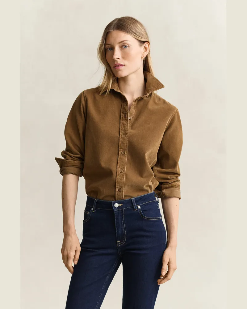 Gant Damen Regular Fit Cordhemd WARM KHAKI Warm