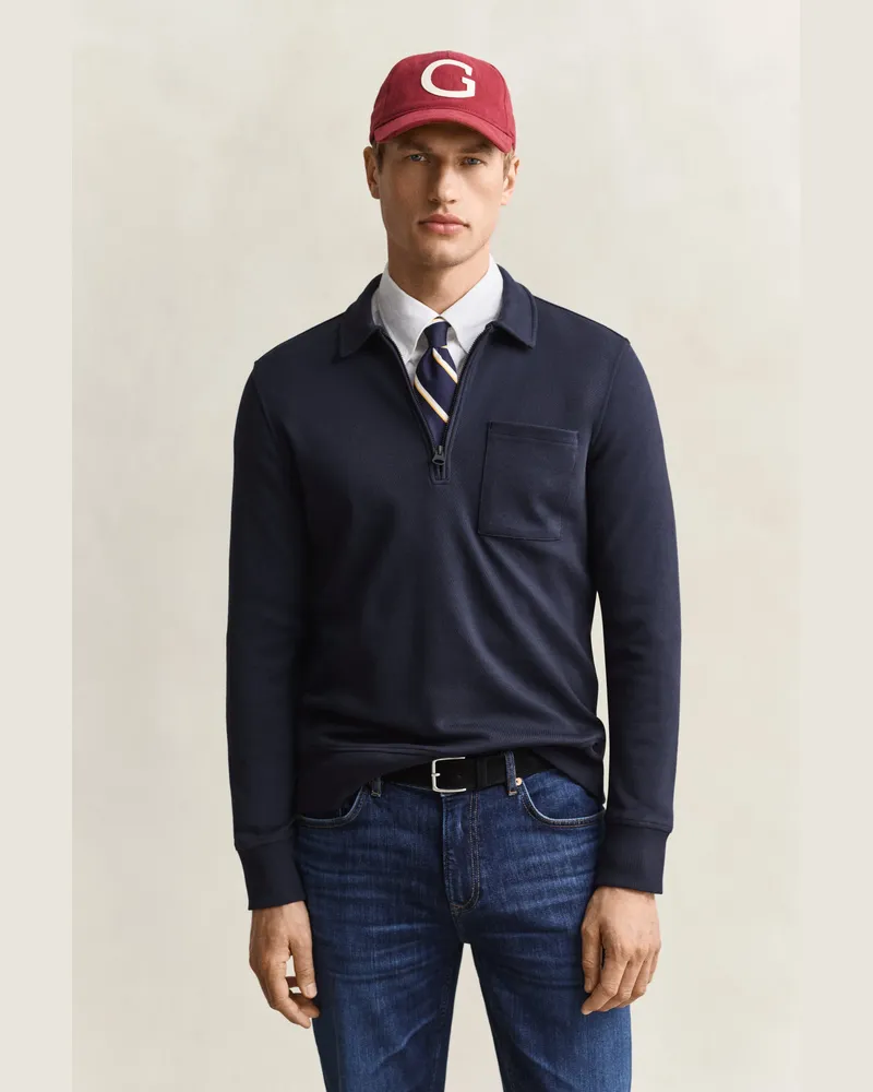 Gant Herren Sweatshirt mit halblangem Reißverschluss EVENING Blau Evening