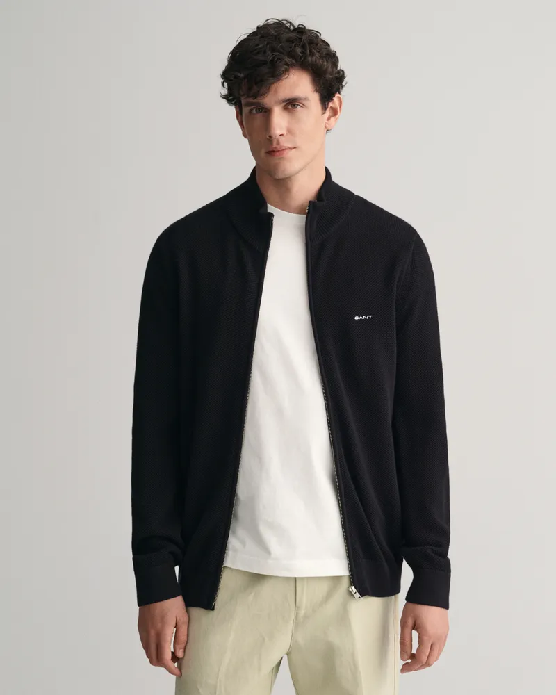 Gant Herren Strickjacke aus Baumwoll-Piqué 