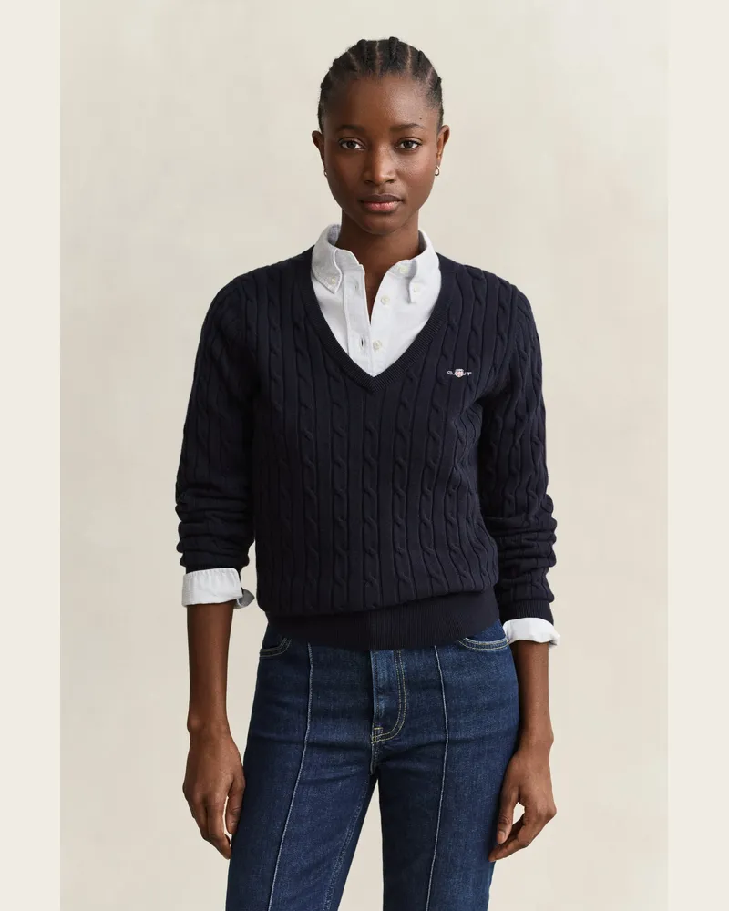 Gant Damen Classic Zopfstrickpullover EVENING Blau Evening
