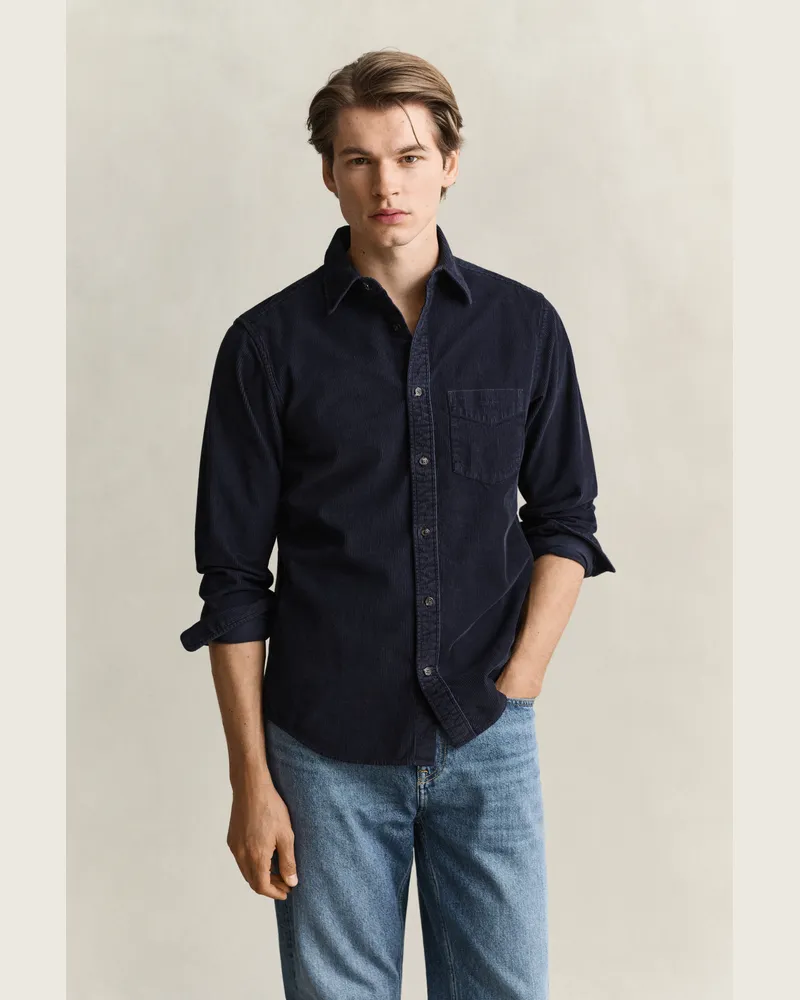 Gant Herren Cordhemd EVENING Blau Evening