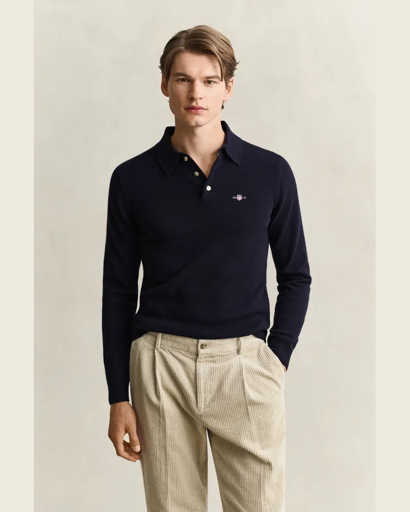 Gant Herren Superfine Lambswool Polopullover MARINE Marine