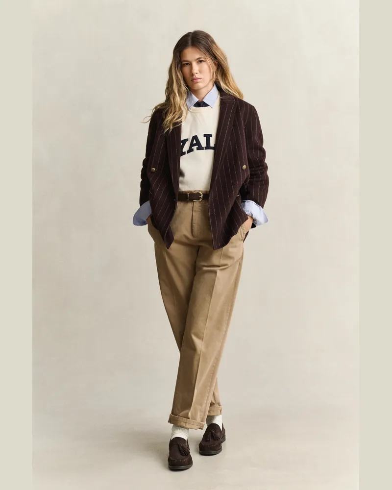 Gant Damen Handgenähter Gant x Yale Pinstripe Blazer DEEP Braun Deep
