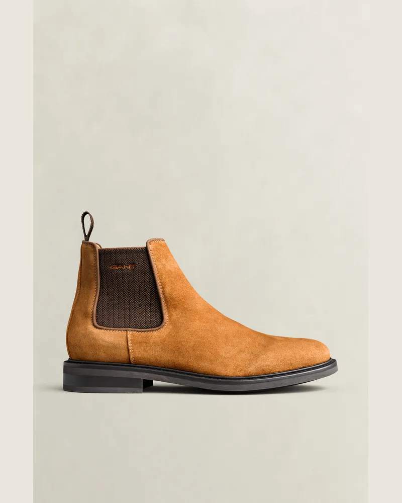 Gant Herren St Fairkon Chelsea Boot aus Veloursleder COGNAC Braun Cognac