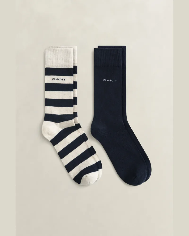 Gant Herren 2er-Pack Socken Blockstreifen & Einfarbig SEED MELANGE Seed