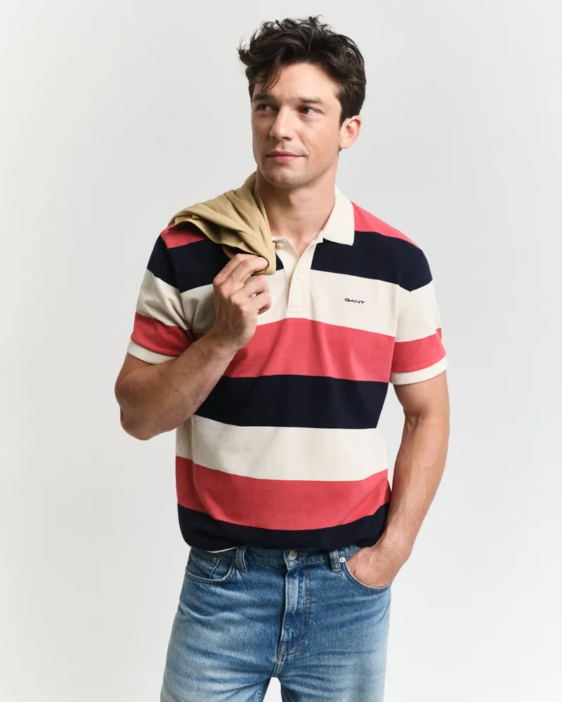 Gant Herren Piqué Poloshirt mit Blockstreifen 
