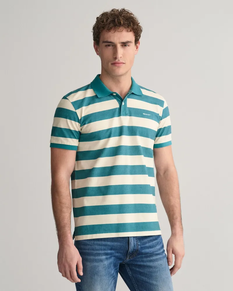 Gant Herren Heavy Washed Poloshirt mit Streifen 