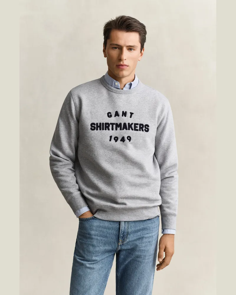 Gant Herren Graphic Sweatshirt Grau MELANGE Grau