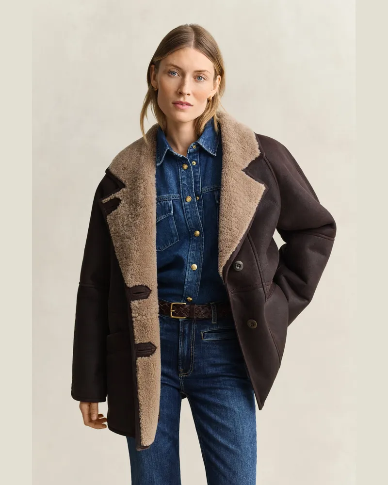 Gant Damen Shearling-Jacke DEEP Braun Deep