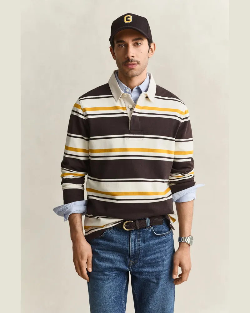 Gant Herren Gestreifter Heavy Rugger CHARRot WOOD Braun Charrot