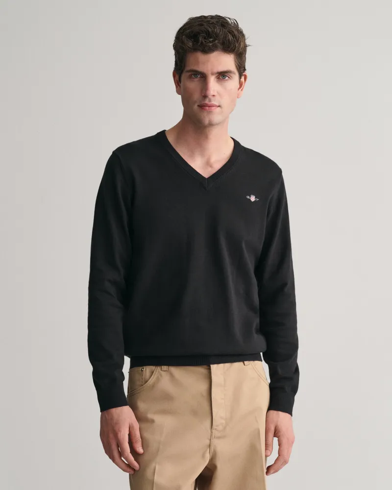 Gant Herren Klassischer V-Neck Pullover aus Baumwolle 