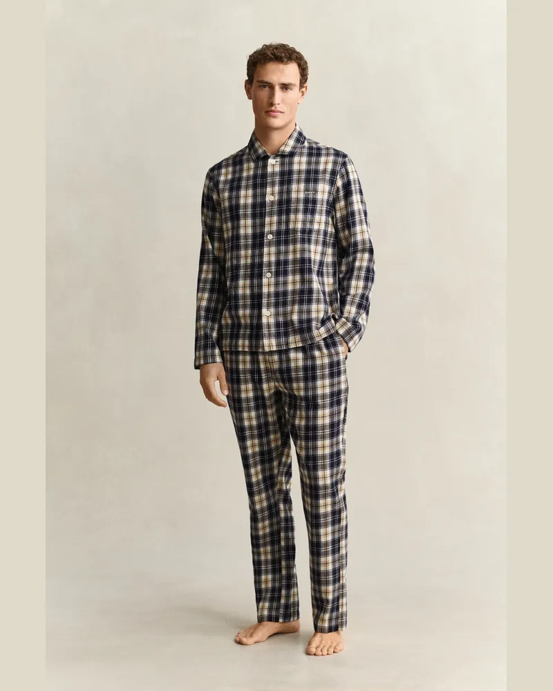 Gant Herren Pyjama mit Karomuster EVENING Blau Evening