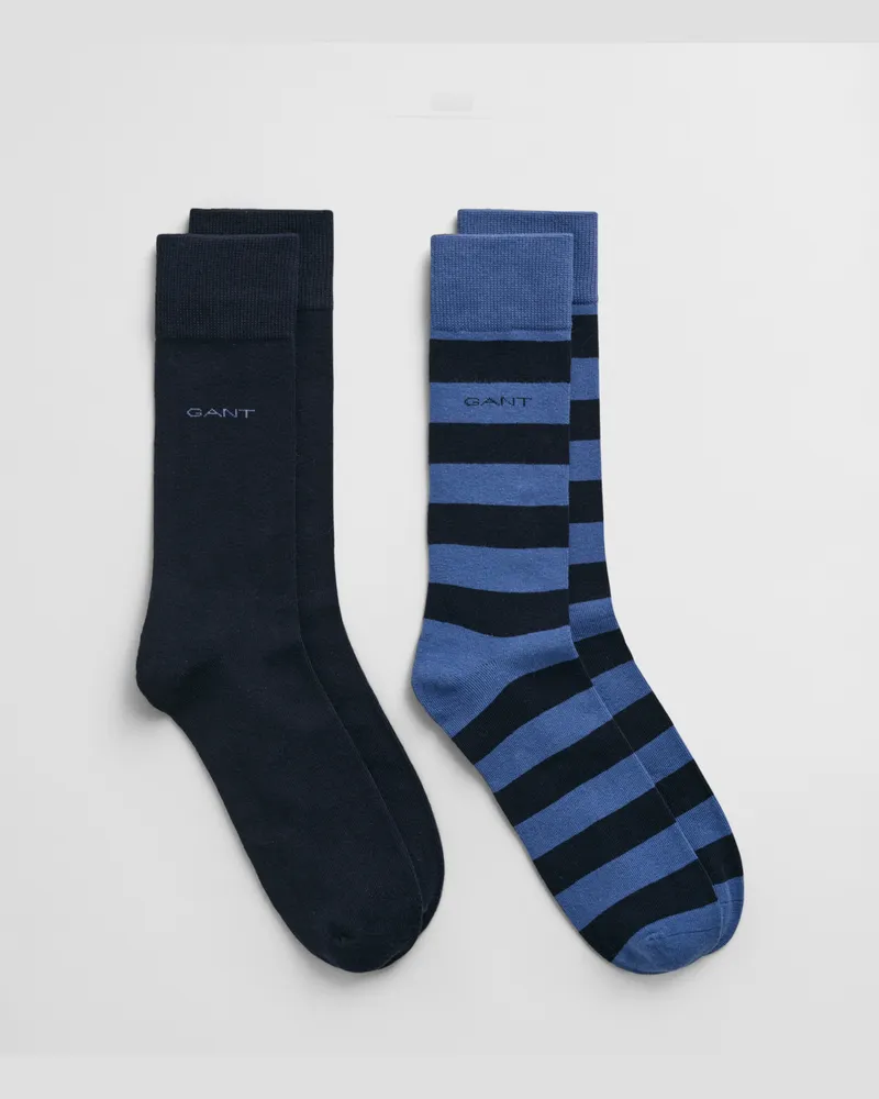 Gant Herren 2er-Pack Socken Blockstreifen & Einfarbig 