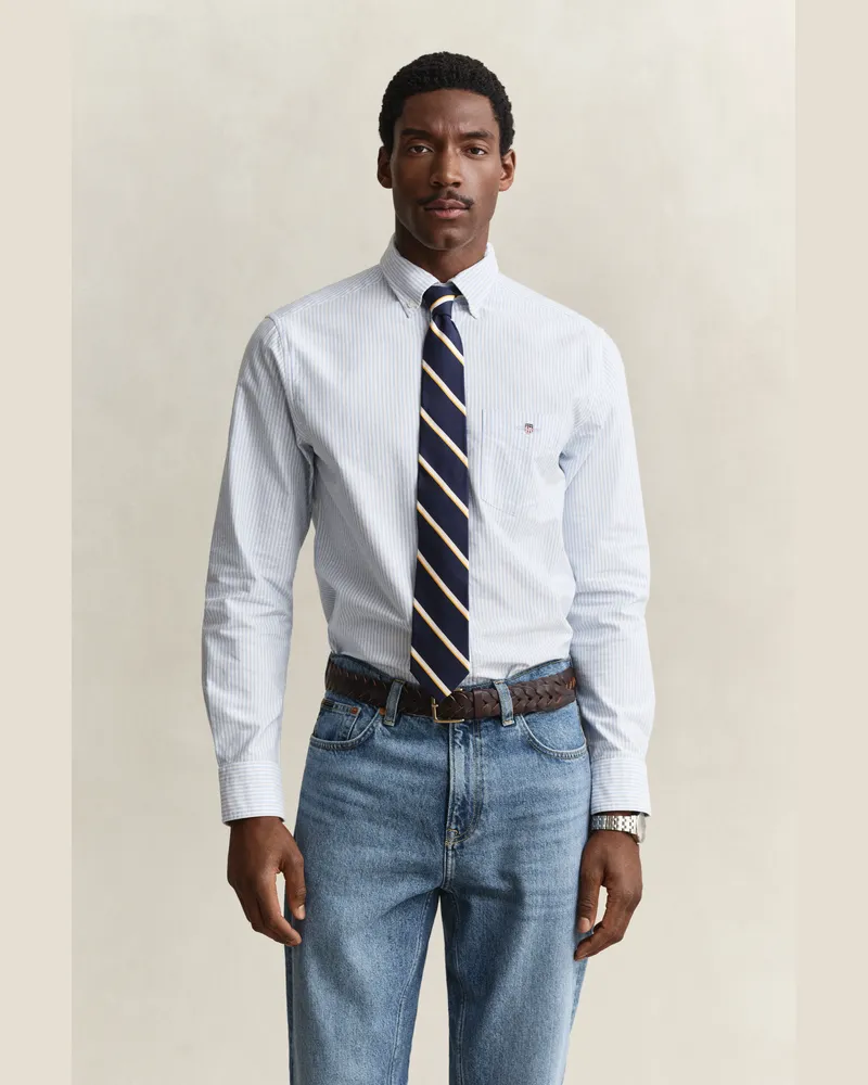 Gant Herren Classic Regular Fit Oxford-Hemd mit Streifen LIGHT Blau Light