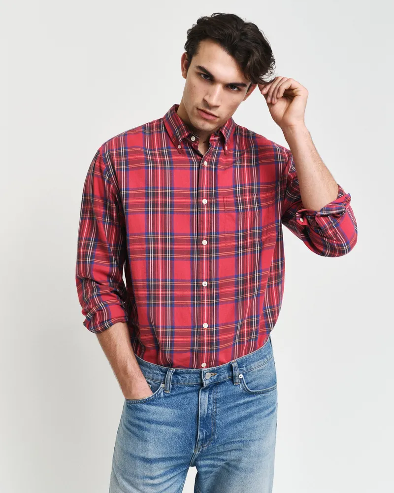 Gant Herren Relaxed Fit Tartan Hemd mit Karomuster 