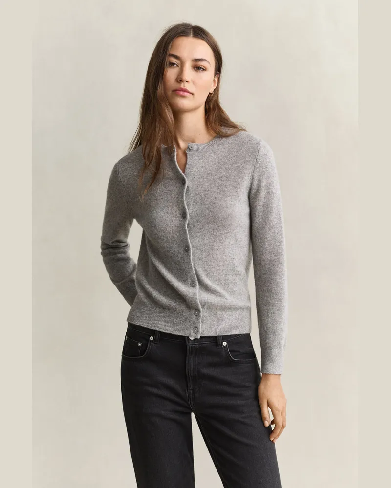 Gant Damen Kaschmir-Cardigan Grau MELANGE Grau