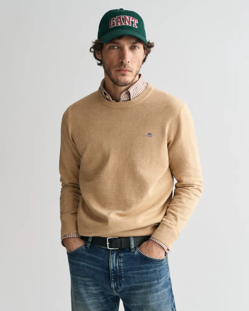 Gant Herren Classic Rundhalspullover aus Baumwolle 