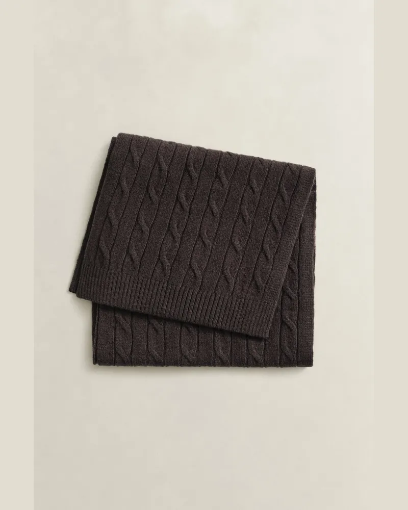 Gant Damen Zopfstrick Schal aus Wolle DEEP Braun Deep
