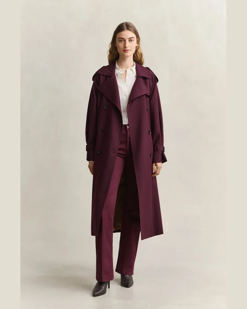 Gant Damen Trenchcoat aus Wollgemisch DARKENED WINE Darkened