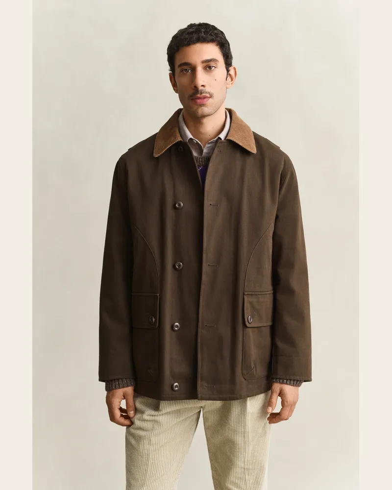 Gant Herren Decker-Jacke aus Moleskin DARK MOSS Grün Dark