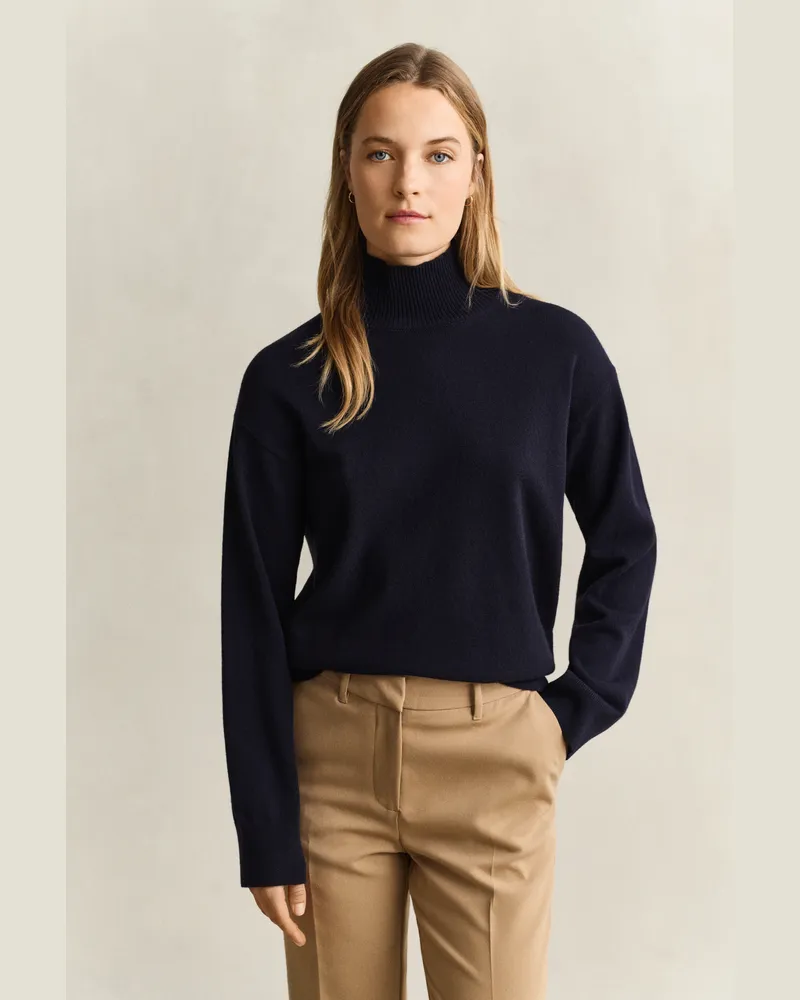 Gant Damen Stehkragenpullover aus feiner Lambswool EVENING Blau Evening