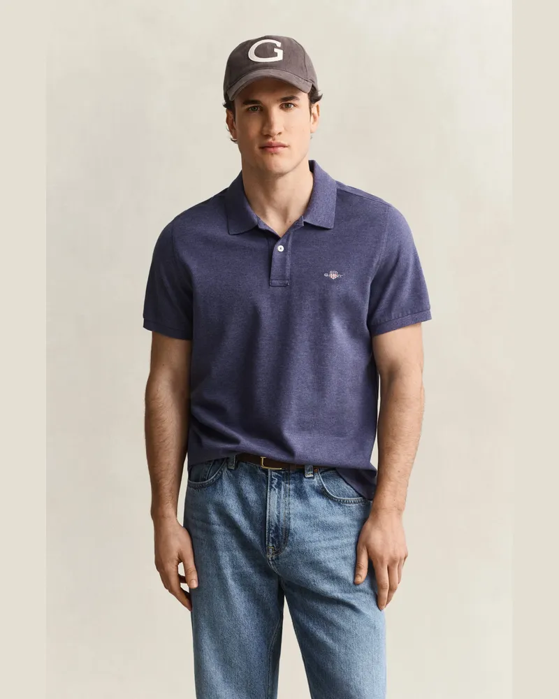 Gant Herren Classic Regular Fit Poloshirt DK JEANSBlau MELANGE Dk