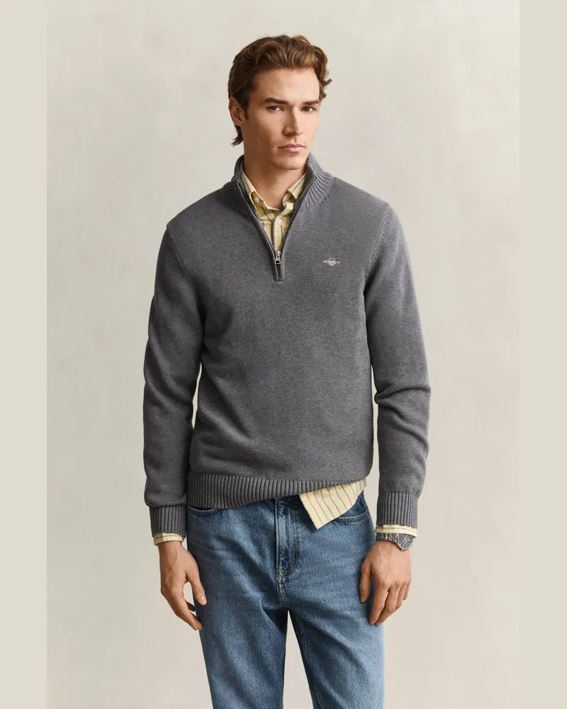 Gant Herren Casual Troyer aus Baumwolle DARK Grau MELANGE Dark