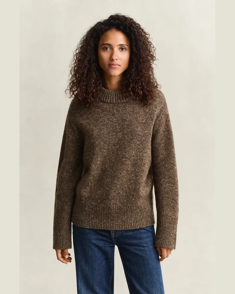 Gant Damen Pullover aus Wollmix mit Noppenstruktur CARAMEL Braun Caramel