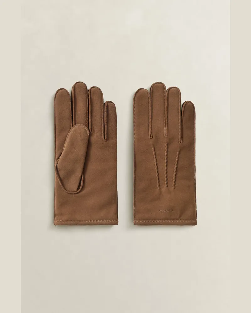 Gant Herren Veloursleder Handschuhe mit Kaschmirfutter CARAMEL Braun Caramel