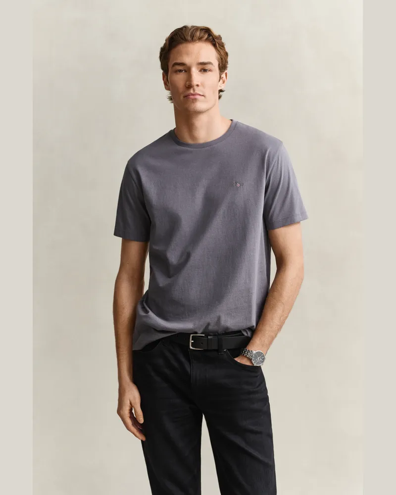 Gant Herren Regular Fit Shield T-Shirt MID Grau Mid