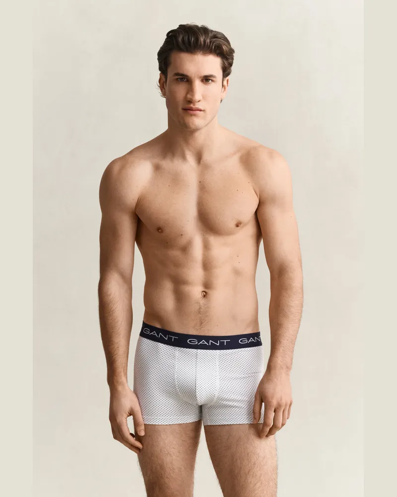 Gant Herren 3er-Pack Boxershorts mit Punktmuster Weiß Weiß