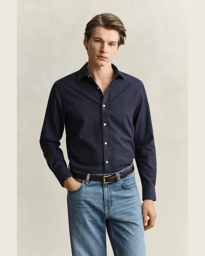 Gant Herren Flanellhemd aus Melange-Garn DARK NAVY MELANGE Dark