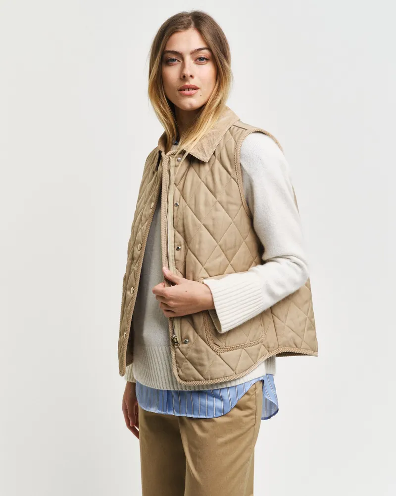 Gant Damen Steppweste mit Corddetails 