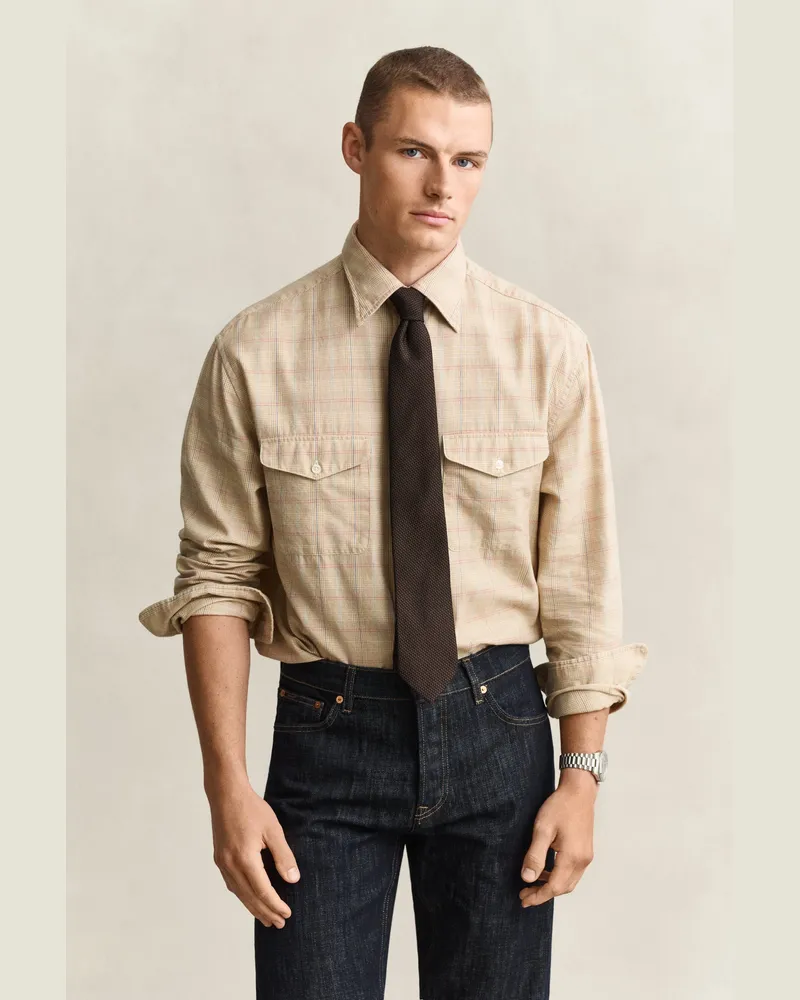 Gant Herren 80s Flannel Replica Hemd OAT BEIGE Oat