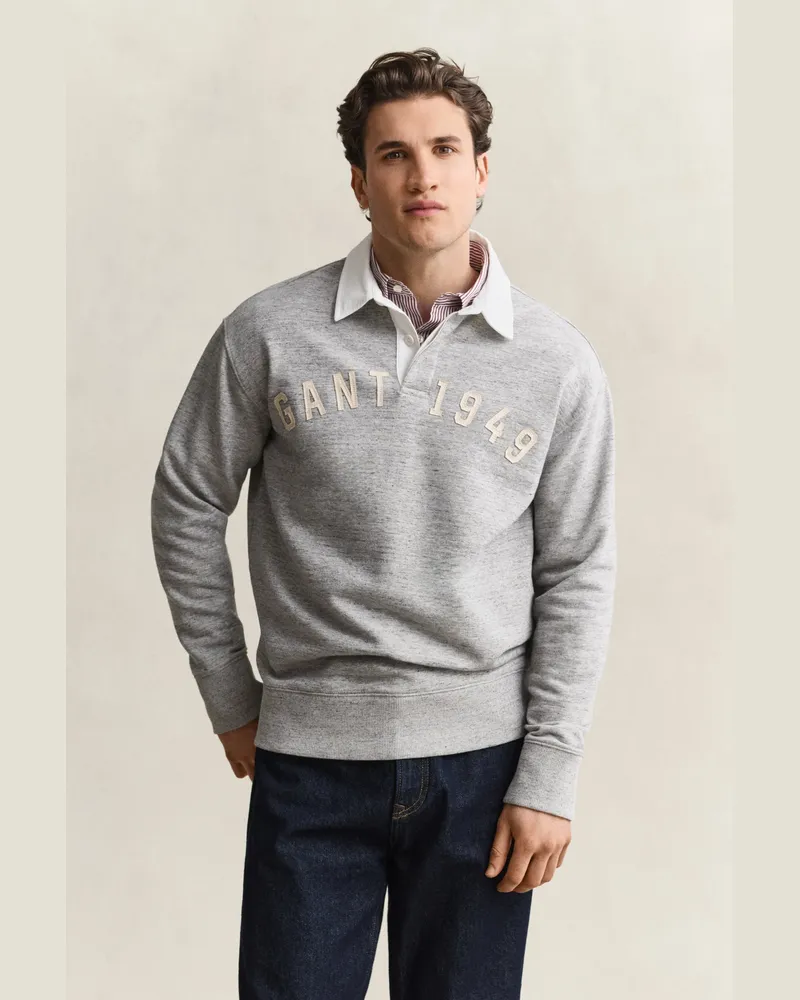 Gant Herren Melierter Rugger Grau MELANGE Grau