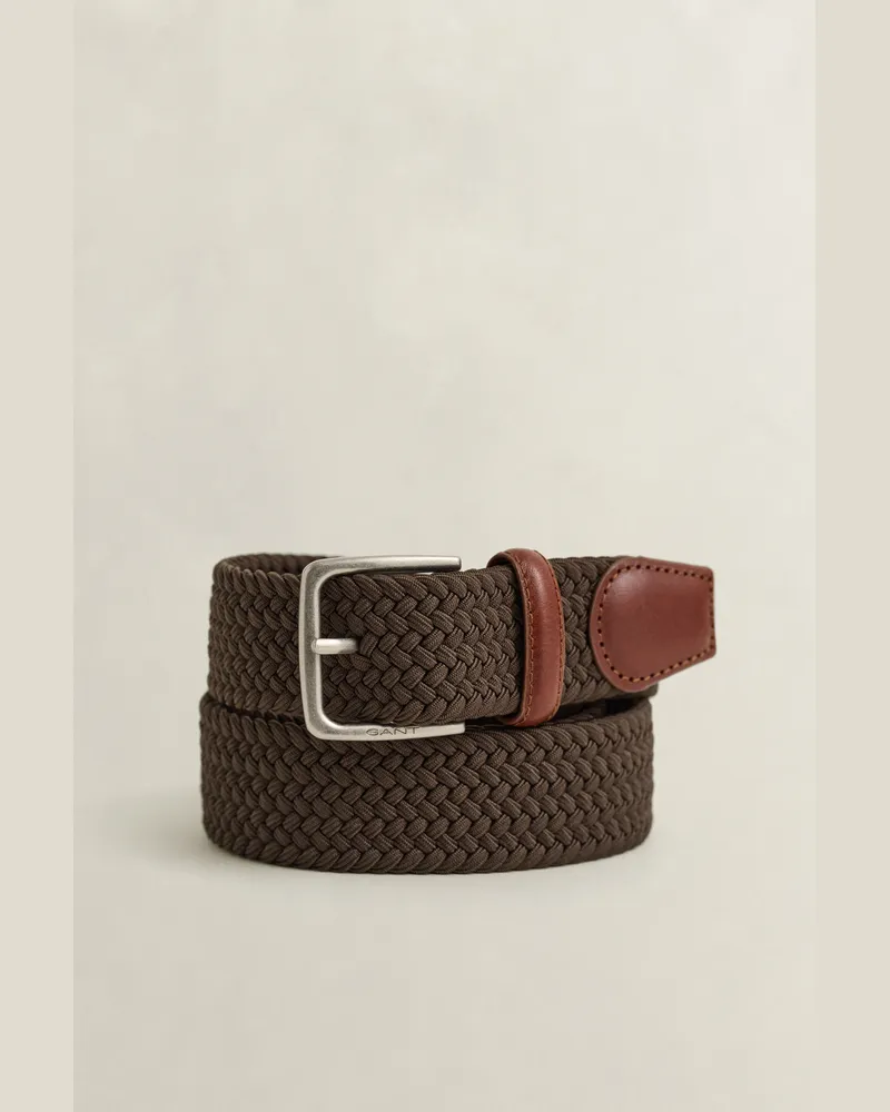 Gant Herren Elastischer Flechtgürtel Schwarz Braun Schwarz