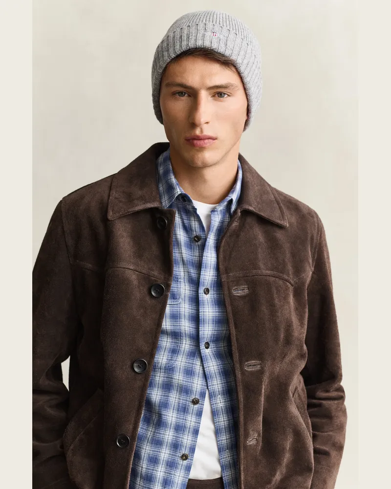 Gant Herren Shield Beanie aus Wolle Grau MELANGE Grau