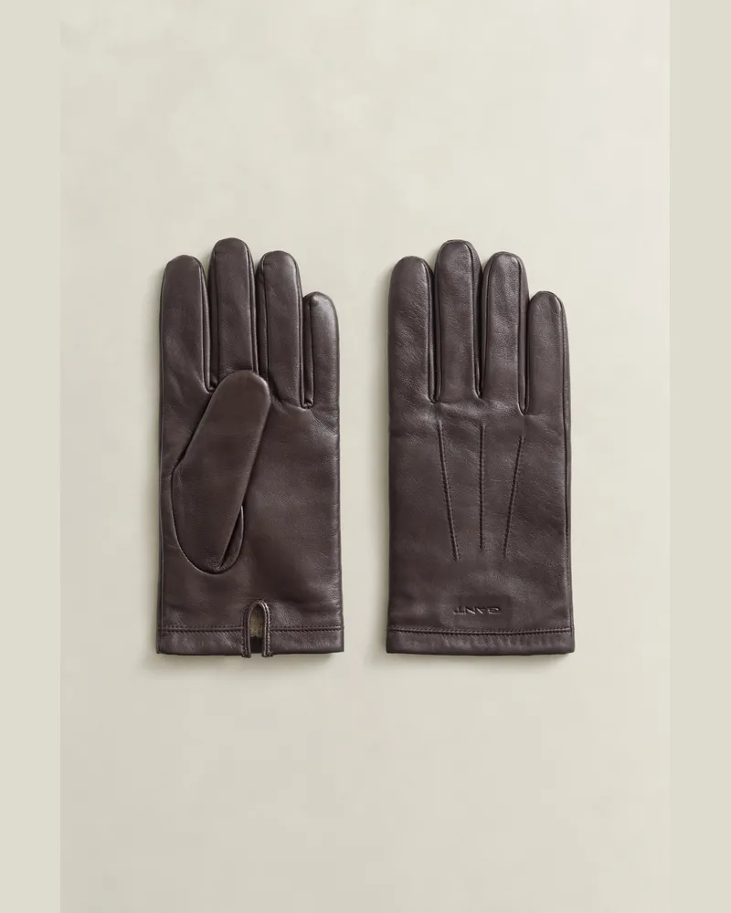 Gant Herren Lammlederhandschuhe mit Kaschmirfutter DEEP Braun Deep