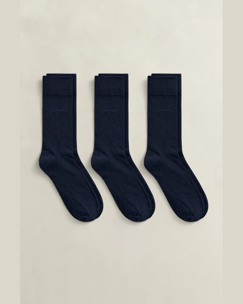 Gant Herren Dreierpack Baumwollsocken MARINE Marine